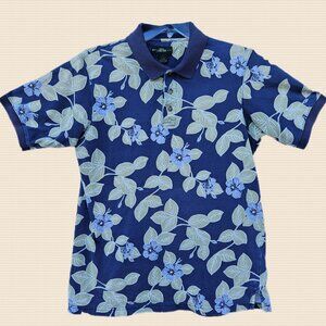 Hill & Archer Hawaiian Tropical Print Short Sleeve Cotton Polo Shirt - L